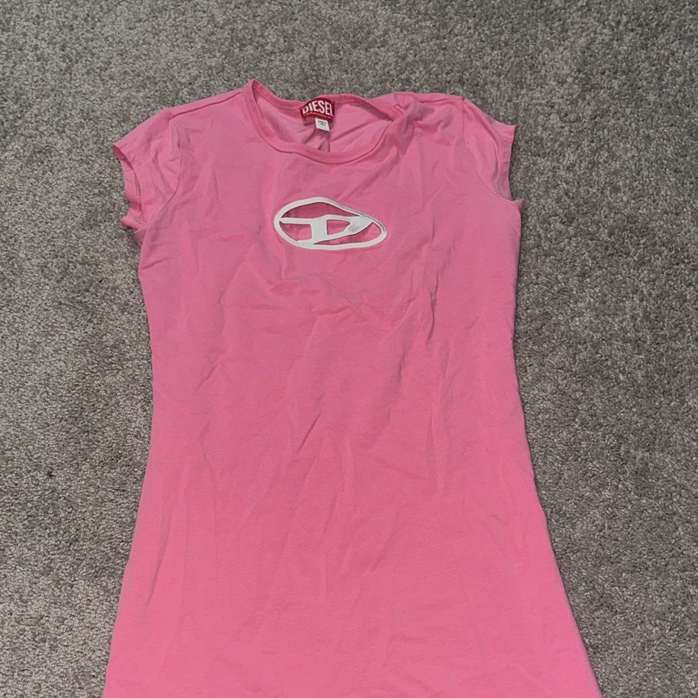 Diesel Pink Tee with White Logo